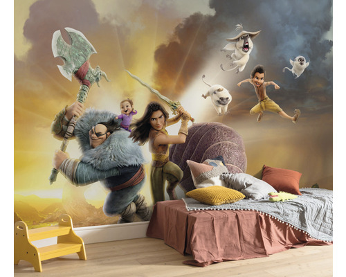 Barnrum med väggmålning från filmen Raya och den sista draken