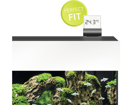 Akvarium med temperaturdisplay och märkningen perfekt passform