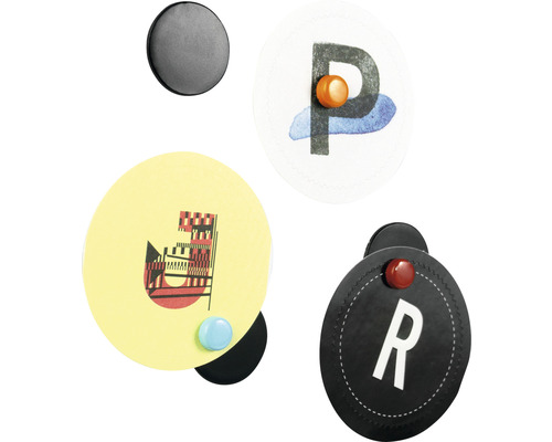 Dekorativa magneter med bokstäver och mönster