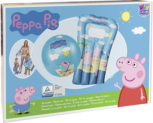 Peppa Pig strandset med luftmadrass och boll i kartong
