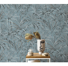 Rum med botanisk tapet med palmmotiv