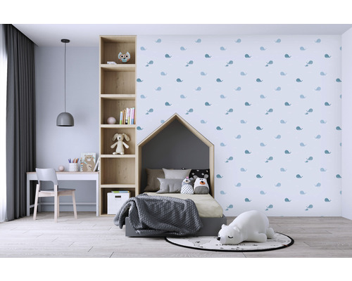 Barnrum med hussäng, skrivbord och bokhylla