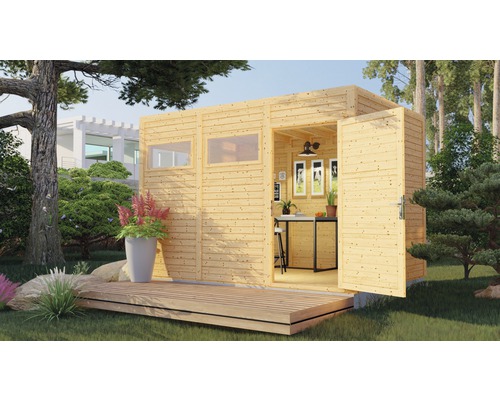 Trädgårdsskjul Cubo 3 med golv 7,9m² 337x234cm natur
