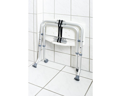 Hopfällbar duschstol av aluminium och plast för badrum