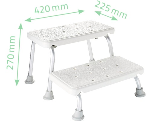 Badpall med två steg och måttangivelser