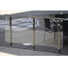 Glasräcke med stolpar och ledstång i rostfritt stål för utomhusbruk