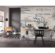 Kontor med Star Wars tapet, skrivbord och stol