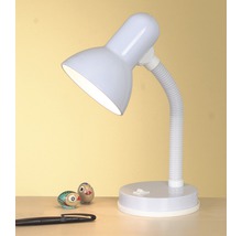 Skrivbordslampa med flexibel hals och strömbrytare på basen