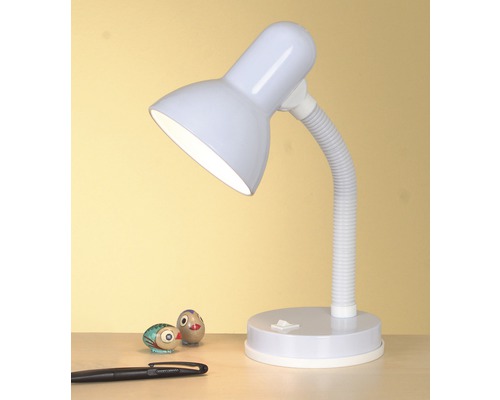 Skrivbordslampa med flexibel hals och strömbrytare på basen