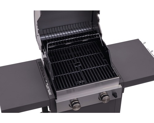 Gasolgrill med två brännare, grillgaller och förvaringsutrymmen