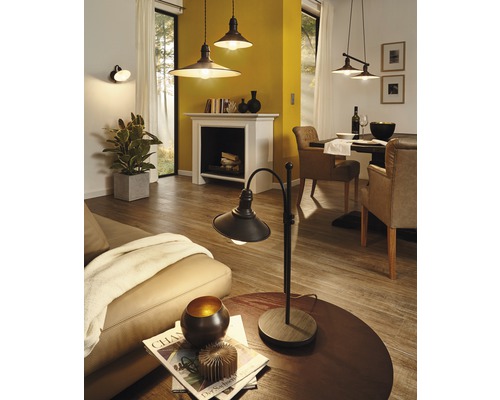 Taklampa EGLO 2-lågig 2x60W E27 antik brun beige