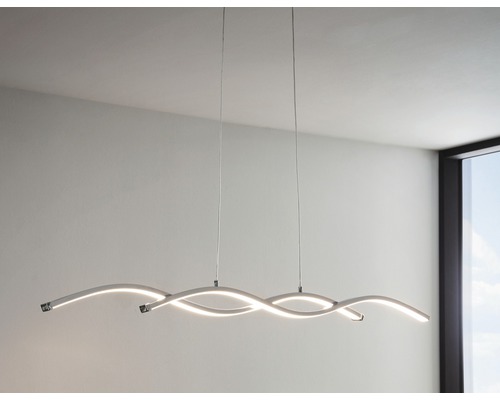 Modern hänglampa med böjd design och integrerade lysdioder