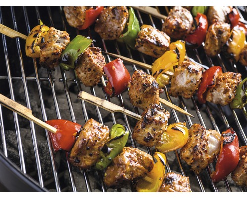 Köttspett med paprika på en grill