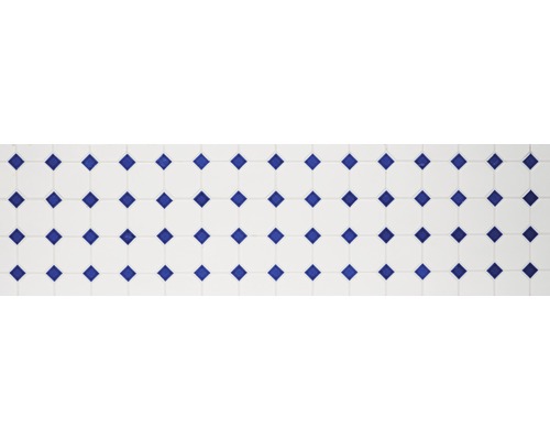 Mönster av vita golvplattor med blå ruter