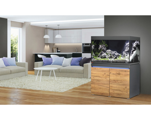 Akvariekombination med underskåp i vardagsrummet
