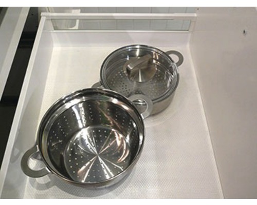 Rostfri sil och kastrull i lådinsats