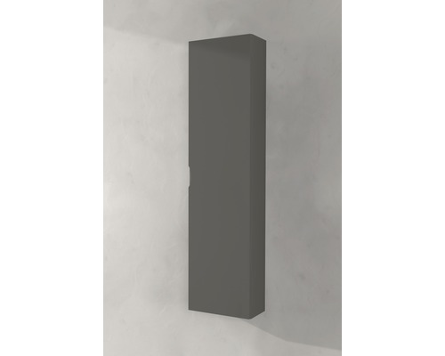 Grått hängskåp för väggmontering.