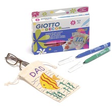 Textilpennor set med glasögon och målad väska