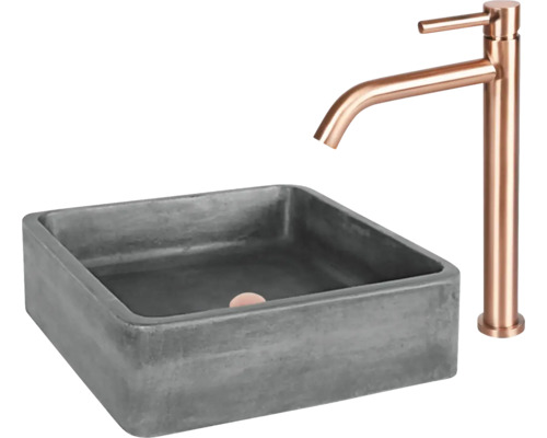 Tvättställ i betong med blandare