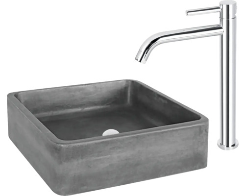 Tvättställ i betong med hög blandare