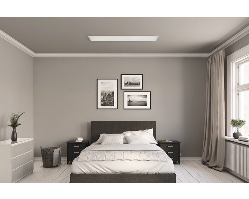 Sovrum med taklampa och modern design