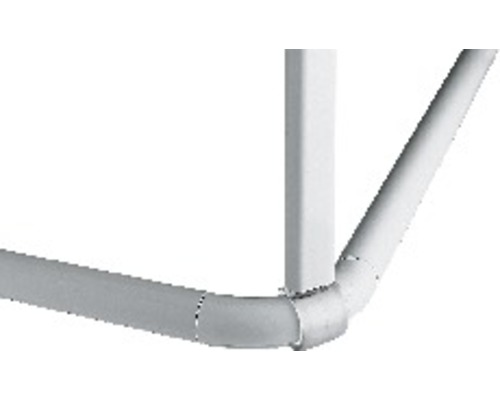 Detaljvy av en hörnkoppling för ett rörsystem i plast