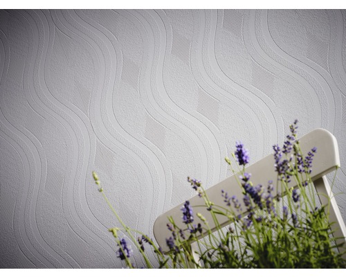 Tapet med vågmönster och lavendelblommor