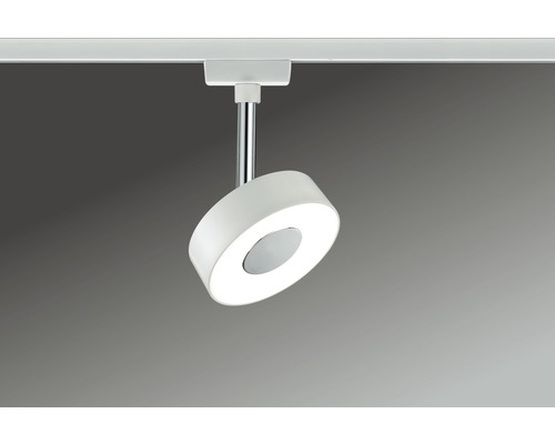 Vit LED-skenspot fäst på en skena.