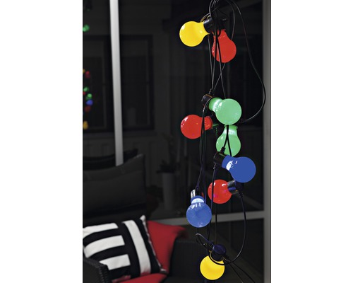Ljusslinga med färgade glödlampor för utomhusbruk