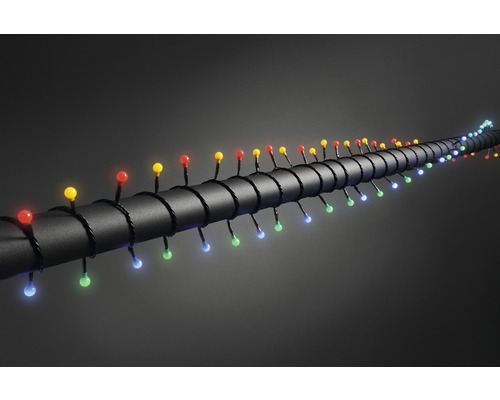 Ljusslinga KONSTSMIDE 80 färgade cherry LED 6,32m kabellängd 5m IP44 Ljusslinga med färgade glödlampor på svart kabel