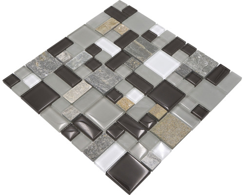 Mosaikplatta av glas och sten