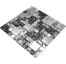 Mosaikmatta med glas- och metallelement