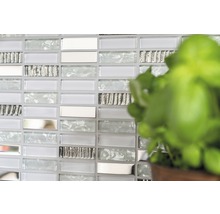 Mosaikplattor med glas, pärlemor och metalleffekt