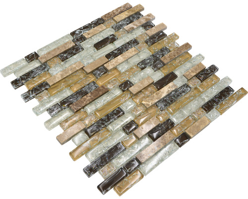 Mosaikplatta av glas och natursten