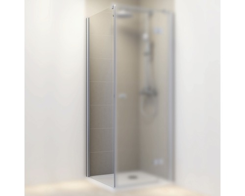 Sidovägg SCHULTE Vikdörr MasterClass vänster klarglas ljus krom 80cm Duschvägg av glas med vridbar vinge