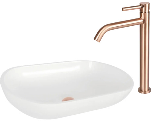 Tvättställsskål av keramik med blandare