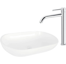 Tvättställ av keramik med hög kran