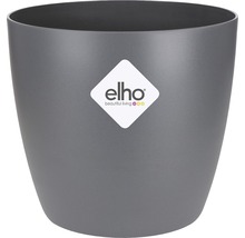 Grå plastblomkruka med Elho logotyp