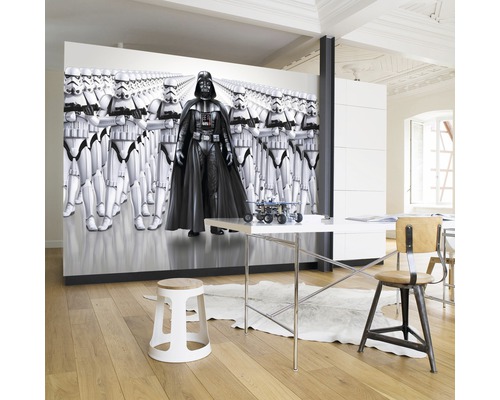Rumsdesign med väggmålning av Darth Vader och Stormtroopers i Star Wars-stil