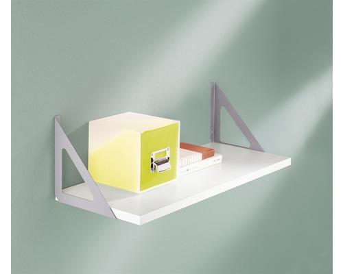 Vägghylla med hyllkonsoler, hyllplan och dekoration