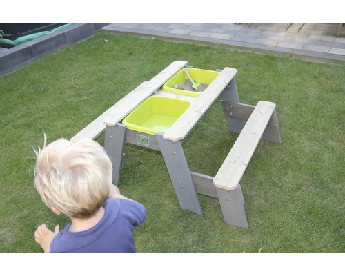 Sandlåda picknickbord i trä för barn med två kar