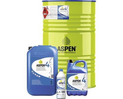 Aspen 4 bränsle för proffs i olika behållarstorlekar