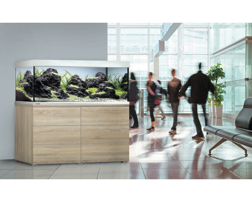 Akvariumkombination med underskåp på modernt kontor