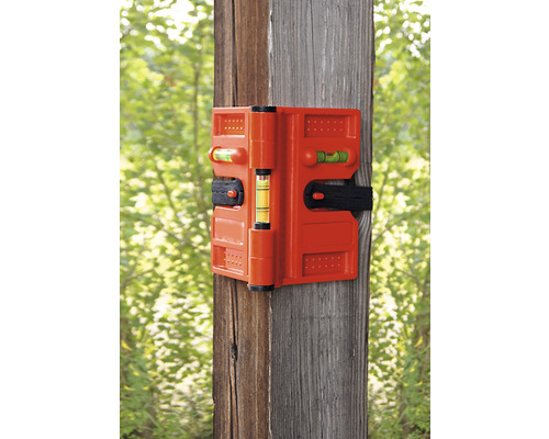 En orange ritsmall fäst på en trästolpe