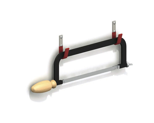 Bågfil med väggfäste för förvaring av sågar