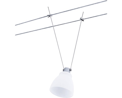 Lampskena med glasskärm och vajerupphängning