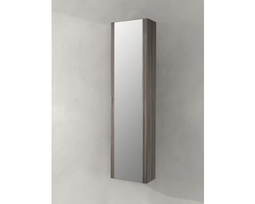 Högt spegelskåp med trästruktur för badrummet