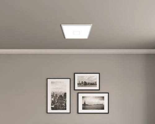 Plafond BRILONER LED ultraplatt 22W 3000lm 4000K 29x420x420 med bakgrundsbelysningseffekt vit/silver