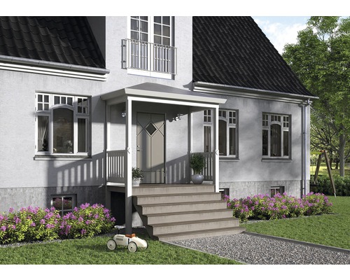 Entré till ett hus med trappa och tak