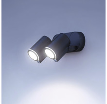 Spotlight STEINEL Spot Duo LED med rörelsevakt IP44 14,95W 1024lm 3000K varmvit B 247mm antracit-thumb-1